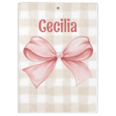 "Bowdacious" gingham met waterverf boog classic Klembord (Achterkant)