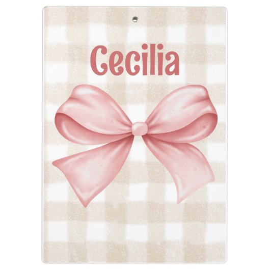 "Bowdacious" gingham met waterverf boog classic Klembord (Achterkant)