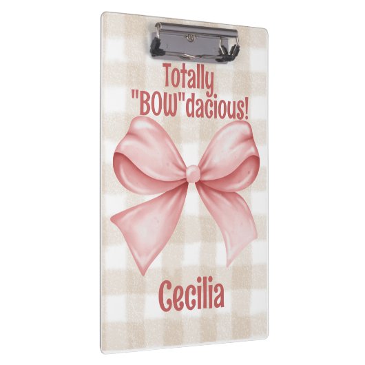 "Bowdacious" gingham met waterverf boog classic Klembord (Rechts)