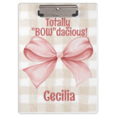 "Bowdacious" gingham met waterverf boog classic Klembord (Voorkant)