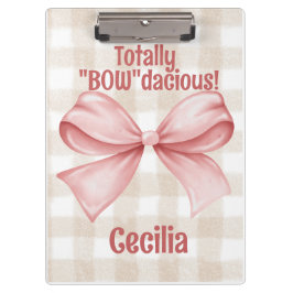 "Bowdacious" gingham met waterverf boog classic Klembord