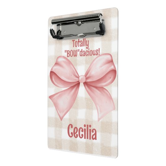 "Bowdacious" gingham met waterverf boog classic Mini Klembord (Angled2)