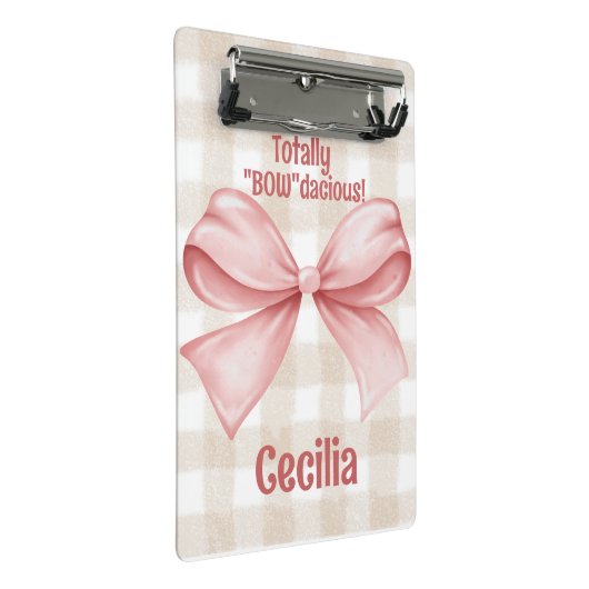 "Bowdacious" gingham met waterverf boog classic Mini Klembord (Schuin)