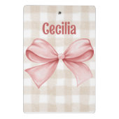 "Bowdacious" gingham met waterverf boog classic Mini Klembord (Achterkant)