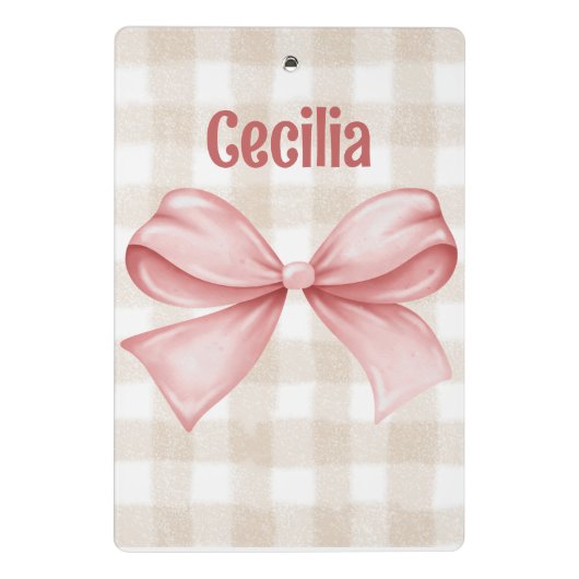 "Bowdacious" gingham met waterverf boog classic Mini Klembord (Achterkant)