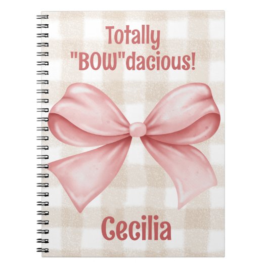 "Bowdacious" gingham met waterverf boog classic Notitieboek (Voorkant)