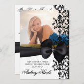 Bowed Damask Accented 5 x 7 Invite [Black] Kaart (Voorkant / Achterkant)