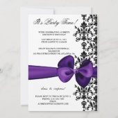Bowed Damask Accented 5 x 7 Invite [Paars] Kaart (Achterkant)