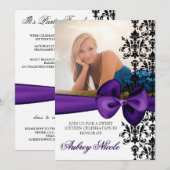 Bowed Damask Accented 5 x 7 Invite [Paars] Kaart (Voorkant / Achterkant)