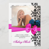 Bowed Damask Accented 5 x 7 Invite [Roze] Kaart (Voorkant / Achterkant)