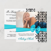 Bowed Damask Accented Invite [Blauwgroen] Kaart (Voorkant / Achterkant)