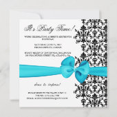 Bowed Damask Accented Invite [Blauwgroen] Kaart (Achterkant)