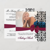 Bowed Damask Accented Invite (Bourgogne) Kaart (Voorkant / Achterkant)