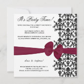 Bowed Damask Accented Invite (Bourgogne) Kaart (Achterkant)