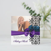 Bowed Damask Accented Invite [Paars] Kaart (Staand voorkant)