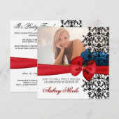 Bowed Damask Accented Invite [Red] Kaart (Voorkant / Achterkant)