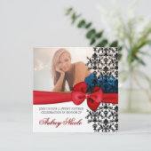 Bowed Damask Accented Invite [Red] Kaart (Staand voorkant)