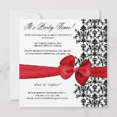 Bowed Damask Accented Invite [Red] Kaart (Achterkant)