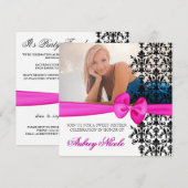 Bowed Damask Accented Invite [Roze] Kaart (Voorkant / Achterkant)