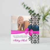 Bowed Damask Accented Invite [Roze] Kaart (Staand voorkant)