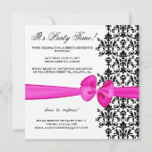 Bowed Damask Accented Invite [Roze] Kaart (Achterkant)
