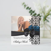 Bowed Damask Accented Invite [zwart] Kaart (Staand voorkant)