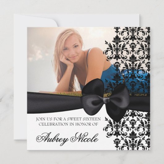 Bowed Damask Accented Invite [zwart] Kaart (Voorkant)