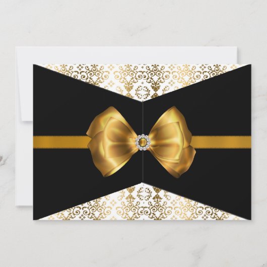 Bowed Damask Invite [Gold] Kaart (Voorkant)