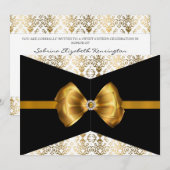 Bowed Damask Invite [Gold] Kaart (Voorkant / Achterkant)