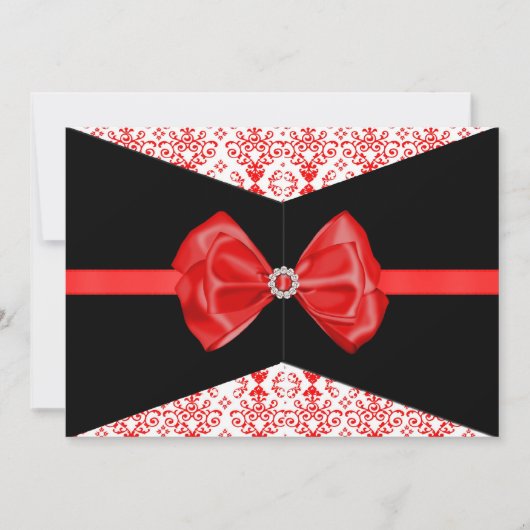 Bowed Damask Invite [Red] Kaart (Voorkant)