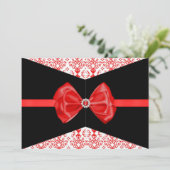 Bowed Damask Invite [Red] Kaart (Staand voorkant)