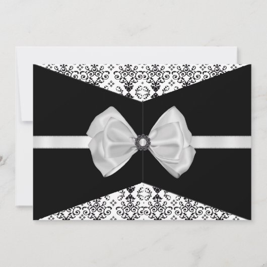 Bowed Damask Invite [Zwart-wit] Kaart (Voorkant)