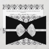 Bowed Damask Invite [Zwart-wit] Kaart (Voorkant / Achterkant)