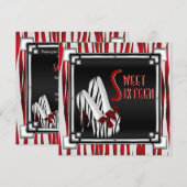 Bowed Zebra Stiletto Hiel Black White Sweet 16 Kaart (Voorkant / Achterkant)