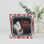 Bowed Zebra Stiletto Hiel Black White Sweet 16 Kaart (Staand voorkant)
