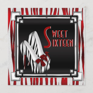 Bowed Zebra Stiletto Hiel Black White Sweet 16 Kaart