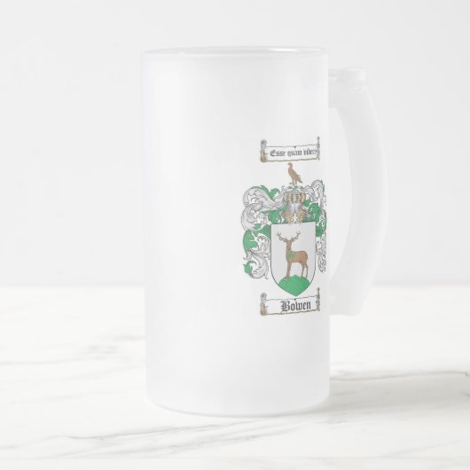 BOWEN FAMILIE CREST - BOWEN KUST VAN WAPENS MATGLAS BIERPUL (Voorkant rechts)