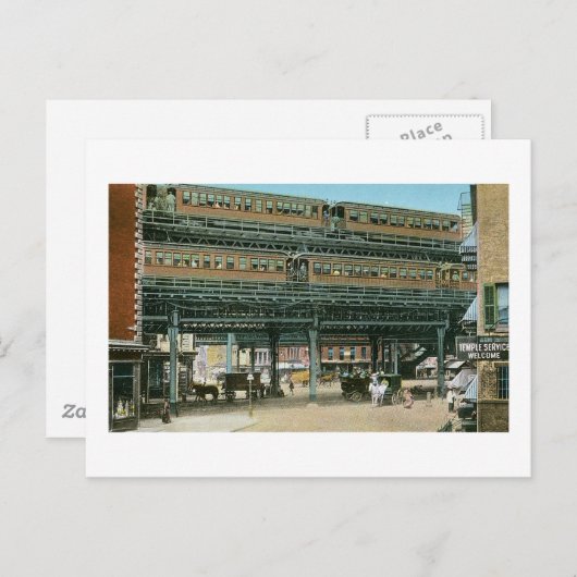 Bowery and Doubledeck Elevated, New York Briefkaart (Voorkant / Achterkant)