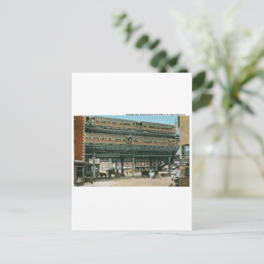 Bowery and Doubledeck Elevated R.R., NYC Briefkaart (Staand voorkant)
