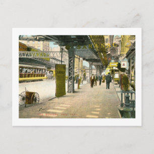 Bowery El, Vintage van New York Briefkaart