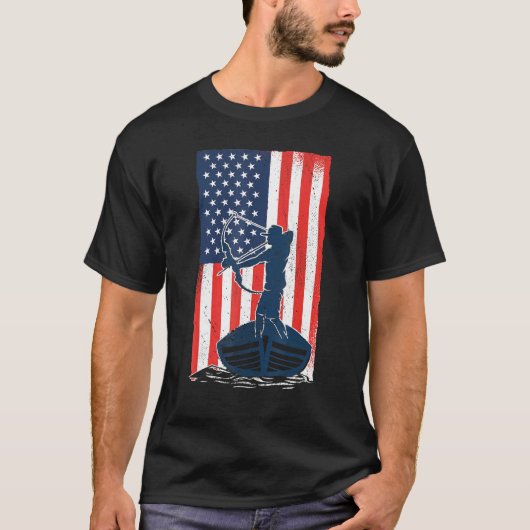 Bowfish American Flag Fish Bow Hunting T-shirt (Voorkant)