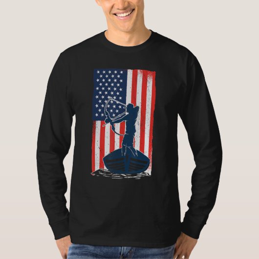 Bowfish American Flag Fish Bow Hunting T-shirt (Voorkant)