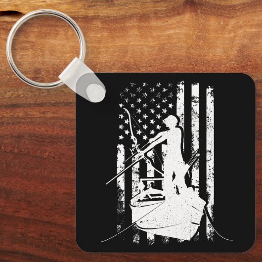 Bowfish  Kijk naar de Amerikaanse vlag jacht Sleutelhanger (Voorkant)