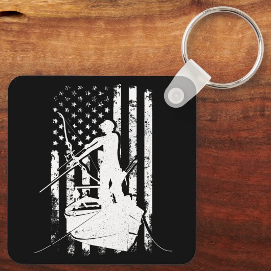 Bowfish  Kijk naar de Amerikaanse vlag jacht Sleutelhanger (Achterkant)