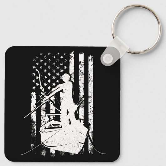 Bowfish  Kijk naar de Amerikaanse vlag jacht Sleutelhanger (Achterkant)