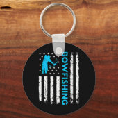 Bowfishing US Flag Gevist Bowfish Hunter Sleutelhanger (Voorkant)