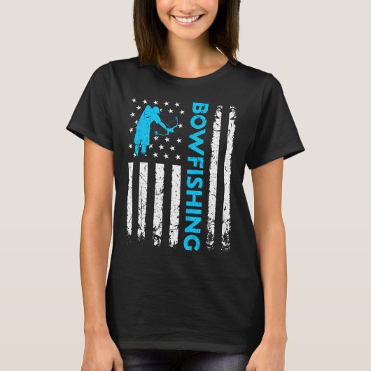 Bowfishing US Flag Gevist Bowfish Hunter T-shirt (Voorkant)