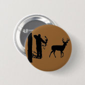 Bowhunter in Treestand Shooting Deer Ronde Button 5,7 Cm (Voorkant /achterkant)