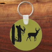 Bowhunter in Treestand Shooting Deer Sleutelhanger (Voorkant)
