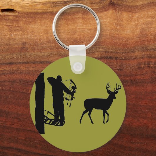 Bowhunter in Treestand Shooting Deer Sleutelhanger (Voorkant)